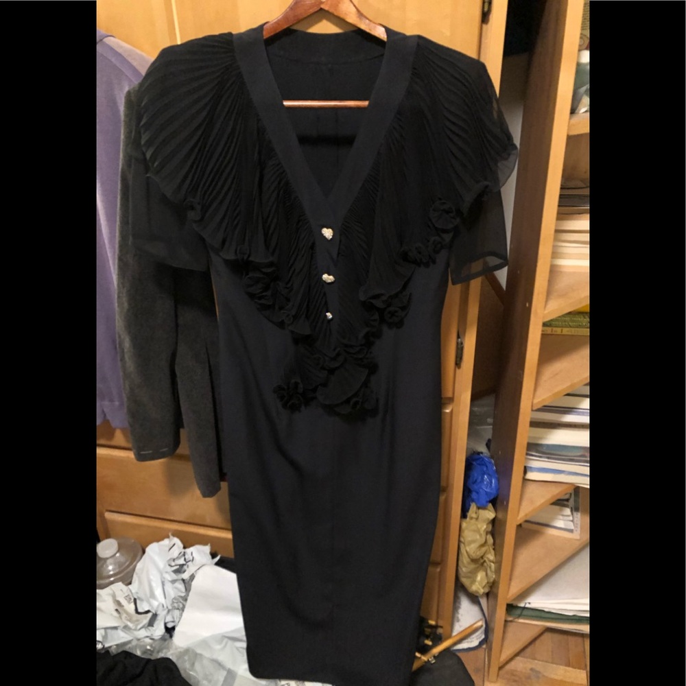 Mariella Burani Black Silk Long Dress